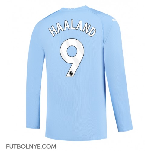 Camiseta Manchester City Erling Haaland #9 Primera Equipación 2023-24 manga larga